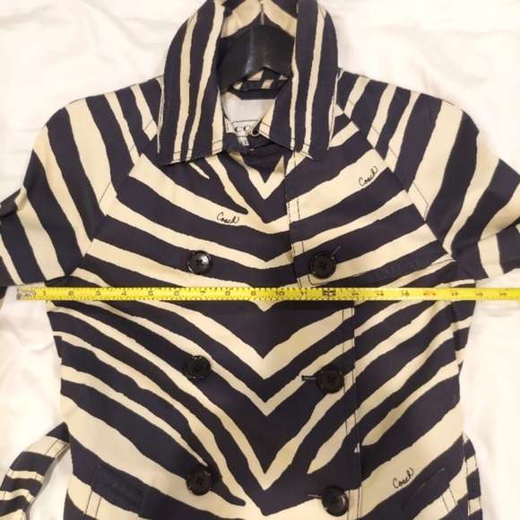 Coach Signature Zebra Pattern Lightweight Cotton Trench Coat Size S/P - Picture 11 of 11